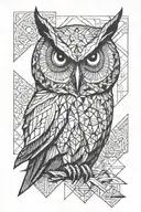 owl perched tattoo design idea