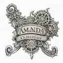 collarbone steampunk name "Amanda"  tattoo design idea