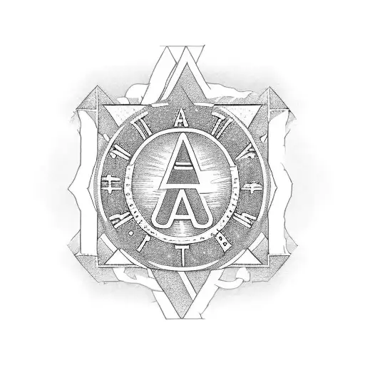 an A and T in the style of the Appalachia trail symbol with 14 sections for the 14 states  tattoo design idea