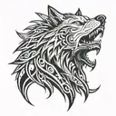 wolf with scar and teeth tattoo design idea