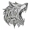 wolf with scar and teeth tattoo design idea