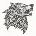 wolf with scar and teeth tattoo design idea