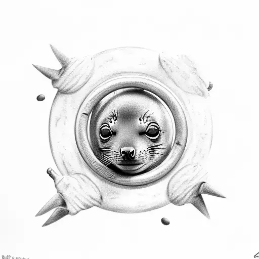 circus seal pup jumping through a ring of fore tattoo design idea