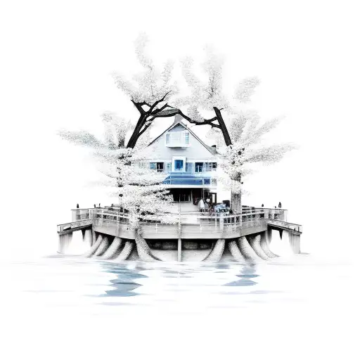 Forrest reflected in water tattoo design idea