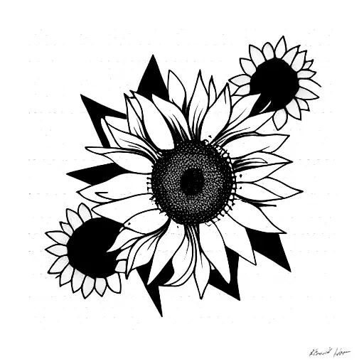 plus size women with sunflowers tattoo design idea