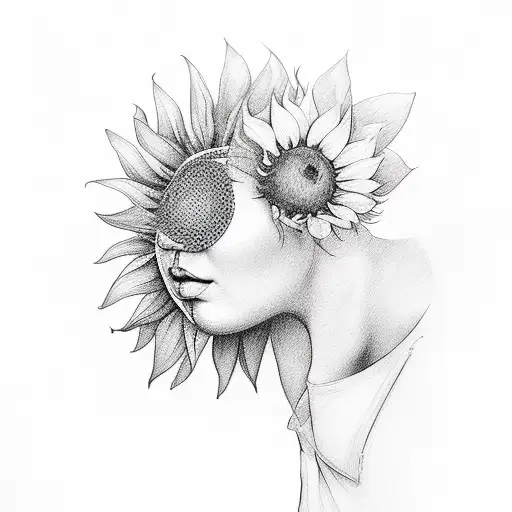 plus size women with sunflowers tattoo design idea