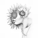 plus size women with sunflowers tattoo design idea