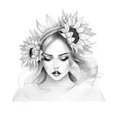plus size women with sunflowers tattoo design idea