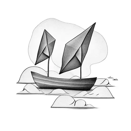 origami paper boat tattoo design idea