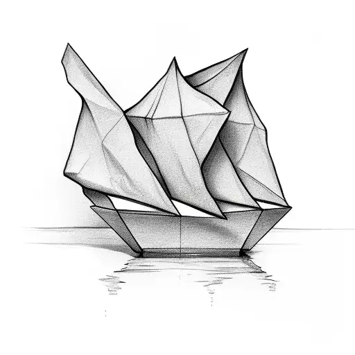paper boat tattoo design idea