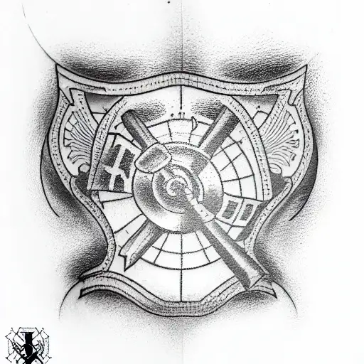 broken hourglass, army soldier firefighter tattoo design idea