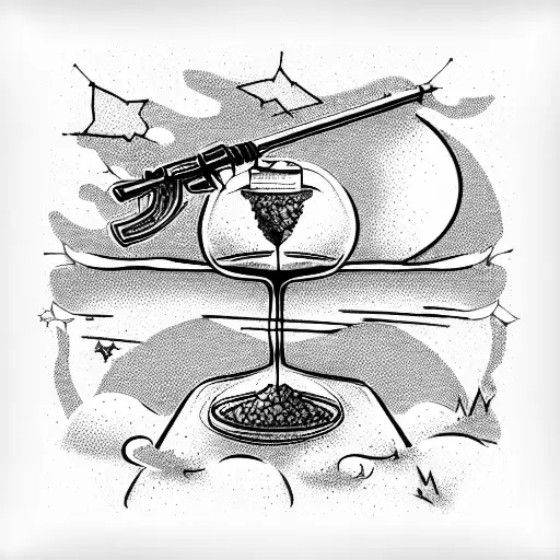 broken hourglass blowing sand army soldier, firefighter, earth, full moon, star tattoo design idea