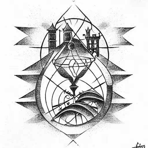 "As the sands of time slip away in the mystical broken hourglass, a full moon se tattoo design idea
