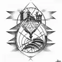 "As the sands of time slip away in the mystical broken hourglass, a full moon se tattoo design idea