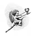 Cupid and a scale with a heart and a brain tattoo design idea