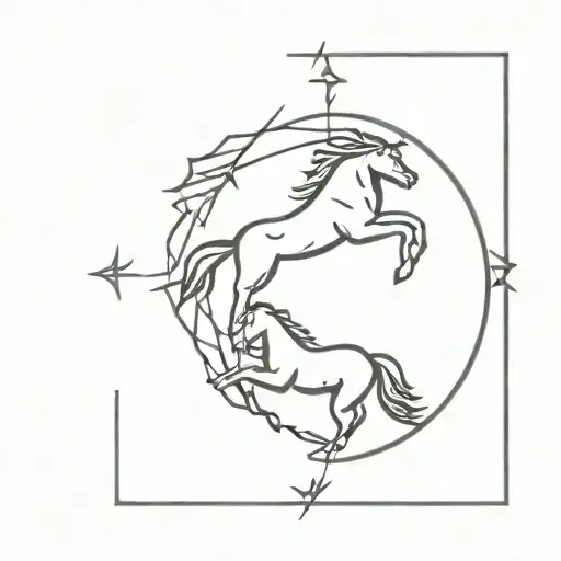 sagittarius and leo zodiac sign tattoo design idea