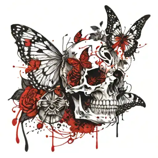 skulls butterfly's creepy vibe tattoo tattoo design idea