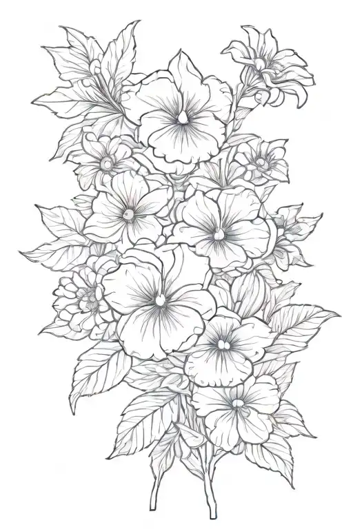 pansy flower, daisies and sunflowers growing tattoo design idea