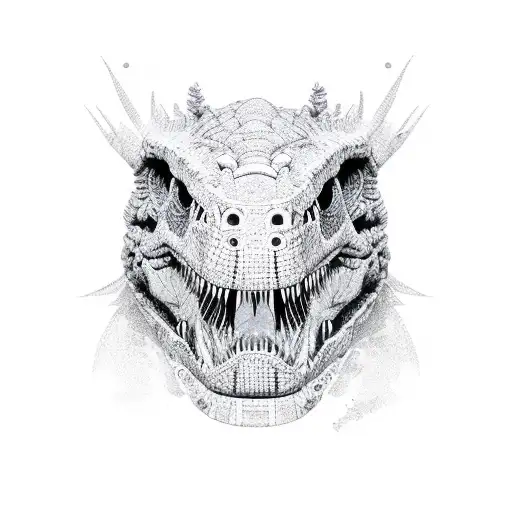 t-rex new shcool colorful tattoo design idea