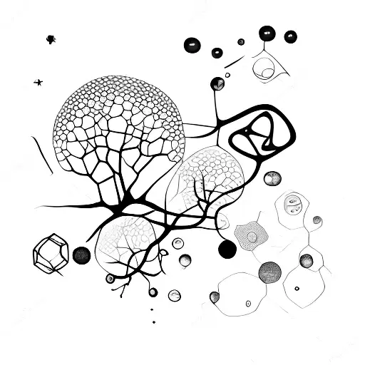 Biological organisms floating in outer space tattoo design idea