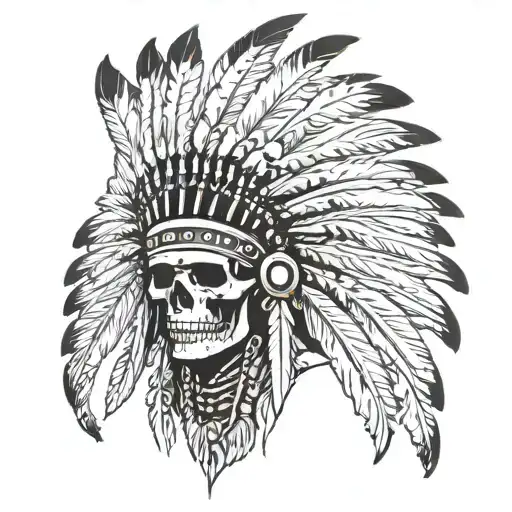 skull Indian chief headdress  tattoo design idea