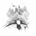 "let the world go round without you" frigatebird tattoo design idea