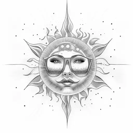 the words 'Pura Vida' drawn like a wave with sun behind it tattoo design idea