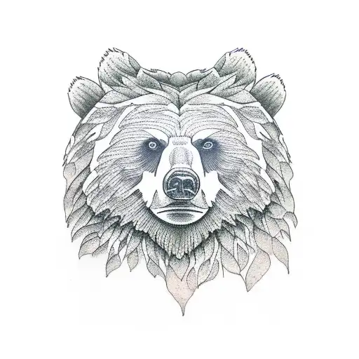 Forest with bear tattoo design idea
