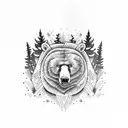 Forest with bear tattoo design idea