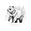 Forest with bear tattoo design idea