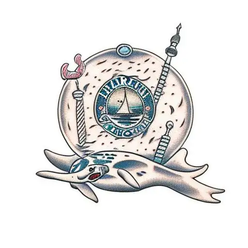 harbour seal poking its head out of the ocean tattoo design idea