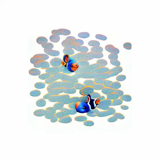 clownfish using a calculator  tattoo design idea