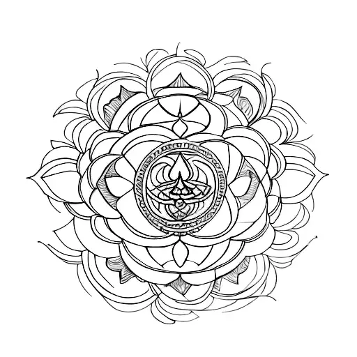 A mandala design incorporating symbols of yoga, nature, and spirituality, reflecting the client's diverse interests and passions tattoo design idea