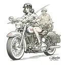 Harley Davidson pinup girl riding tattoo design idea