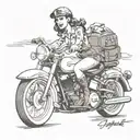 Harley Davidson pinup girl riding tattoo design idea