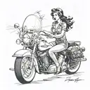 Harley Davidson pinup girl riding tattoo design idea