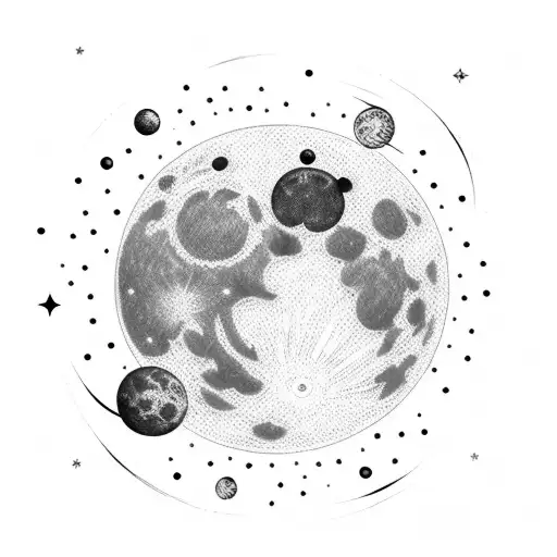 simple cresent moon with stars tattoo design idea