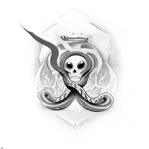 Snake and dagger with the quote "O, beware, my lord, of jealousy" tattoo design idea
