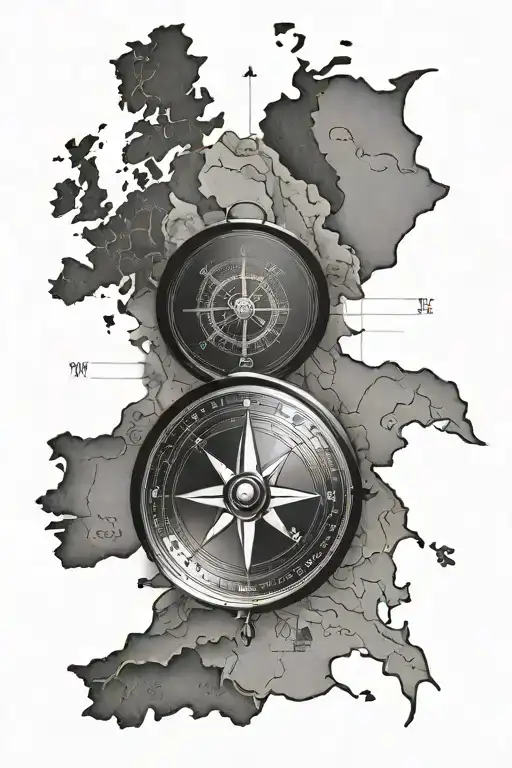 compass europe map outline drawing tattoo tattoo design idea
