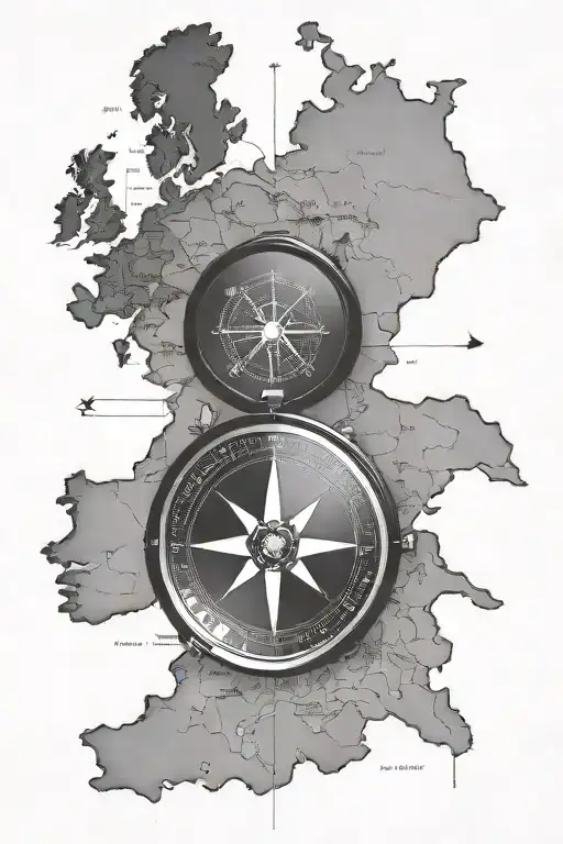 compass europe map outline drawing tattoo tattoo design idea