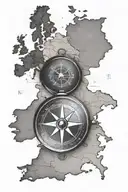 compass europe map outline drawing tattoo tattoo design idea