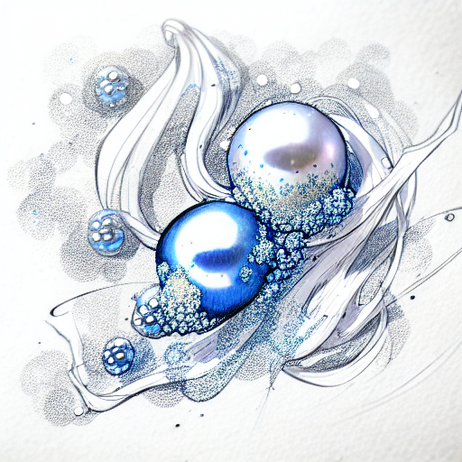 pearls with blue glitter tattoo design idea