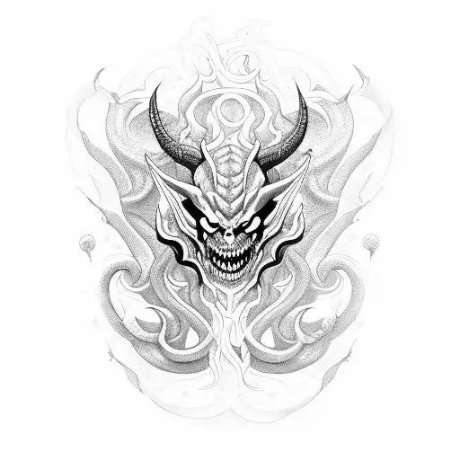 demon with envy snake tattoo design idea