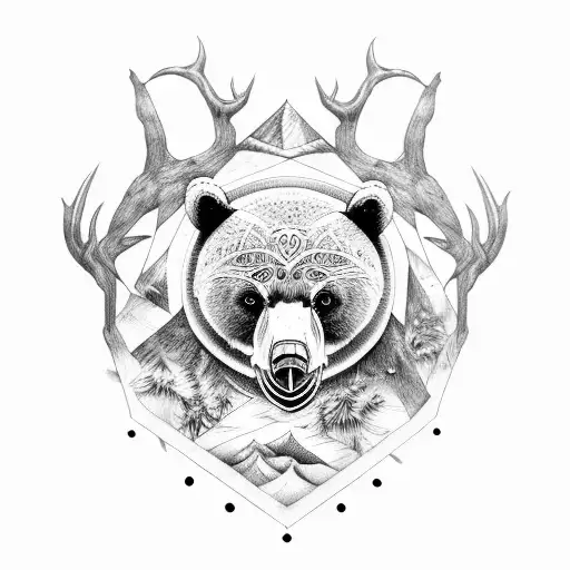 Bear, Owl, Elephant, Deer tattoo design idea