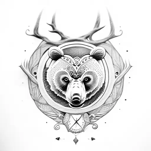 Bear, Owl, Elephant, Deer tattoo design idea