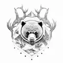Bear, Owl, Elephant, Deer tattoo design idea