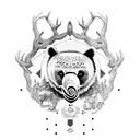 Bear, Owl, Elephant, Deer tattoo design idea