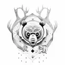 Bear, Owl, Elephant, Deer tattoo design idea