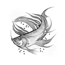 henna with fish and fatima hand tattoo design idea