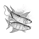 henna with fish and fatima hand tattoo design idea
